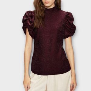 Ted Baker Burgundy Puff Sleeve Top